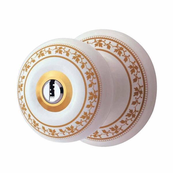 Int&Ext Keyed Door Knob Lock Set Porcelain Ajustable Backset Renovator